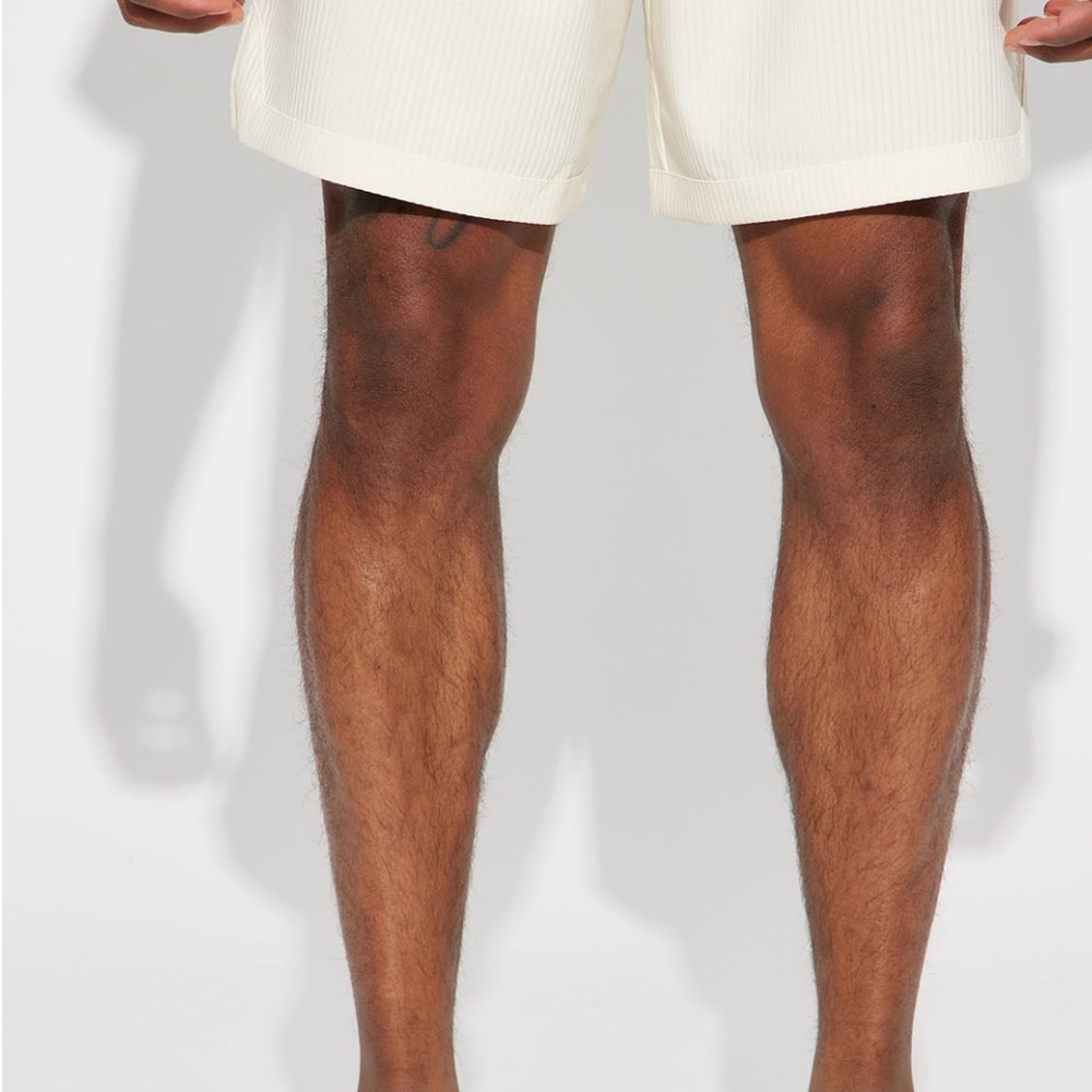 Fashion Nova Men’s “Show Up” Ribbed Basketball Shorts – Off White/Cream Size M - Picture 4 of 7